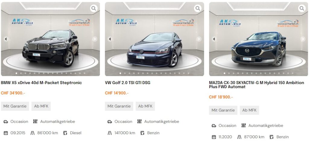 New and used cars in Switzerland